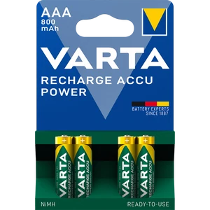 Varta AAA mikro tölthető akkumulátor 800 mAh kapacitással, 4 db-os csomagban, kis elektronikai eszközökhöz