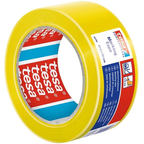 Tesa sárga jelölőszalag 50 mm x 33 m ipari és irodai használatra, figyelemfelkeltő padlójelöléshez