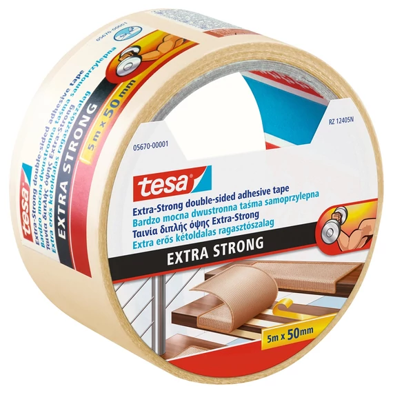 Ragasztószalag kétoldalas, 50mmx5m Extra erős Tesa - erős, diszkrét ragasztás irodába és otthonra
