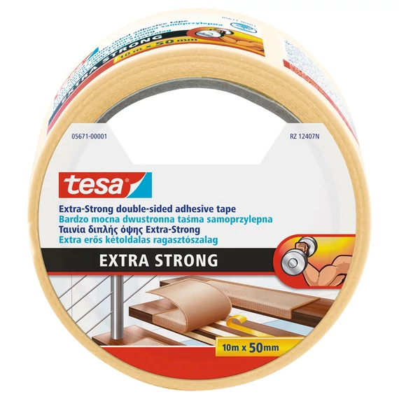 Tesa kétoldalas extra erős ragasztószalag 50 mm × 10 m – nagy felületek, stabil rögzítés