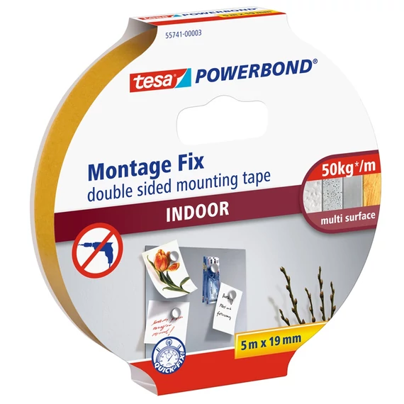 Tesa Powerbond beltéri kétoldalas rögzítőszalag 19 mm × 5 m – kompakt, erős rögzítés otthonra