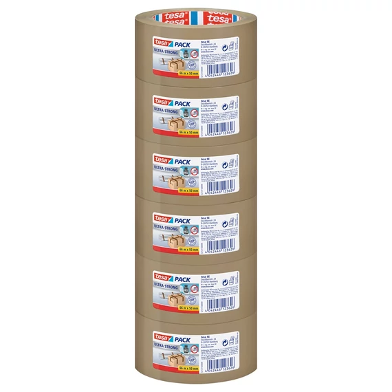 Tesa ultra erős barna ragasztószalag 50 mm × 66 m – nagy teherbírású, hosszú tekercs, ipari felhasználásra