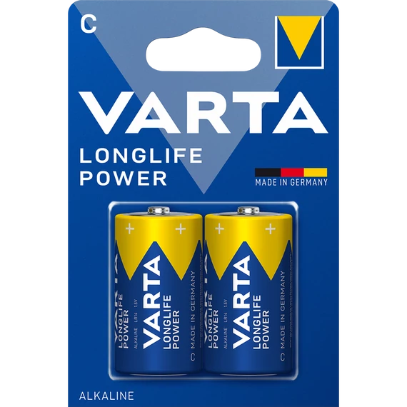 Varta Longlife Power C / Baby LR14 elem 2 darabos csomag – prémium alkáli nagy fogyasztású eszközökhöz