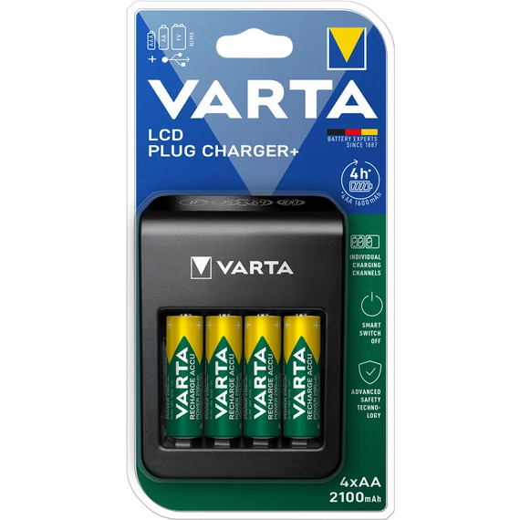 Varta elemtöltő LCD kijelzővel és 4 db AA 2100 mAh újratölthető akkumulátorral