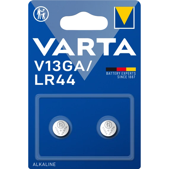 Varta gombelem AG13/LR44 típus – 2 db-os kiszerelés, vércukormérőkbe, karórákba, számológépekbe, játékokba