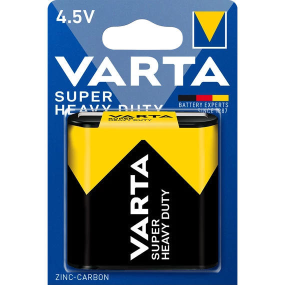 Varta Superlife 4,5 V 3LR12 féltartóslapos elem – energiatakarékos cink-szén technológia.