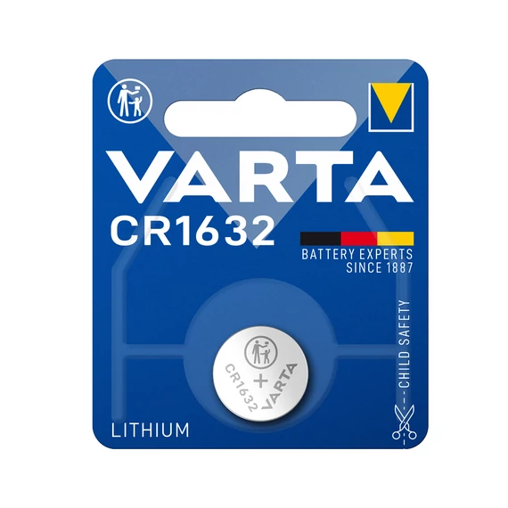 Varta CR1632 lítium gombelem – 3V, 1 db-os - autókulcsok, távirányítók, orvostechnikai készülékek, digitális mérlegek, órák megbízható társa