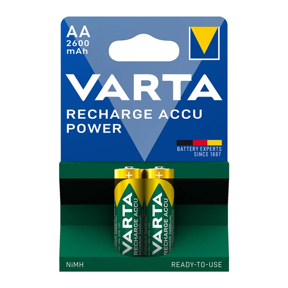 Varta 2600 mAh tölthető AA ceruza akkumulátor – 2 darabos csomag, játékokba, műszerekbe