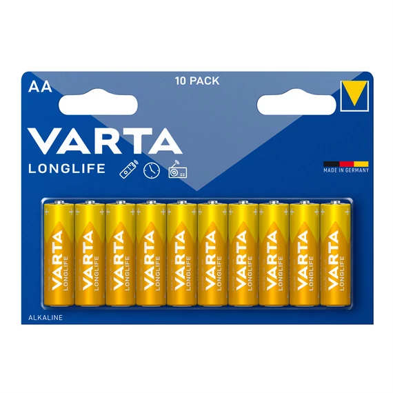 Varta Longlife AA ceruzaelem, 10 darabos csomag - irodai, otthoni használatra
