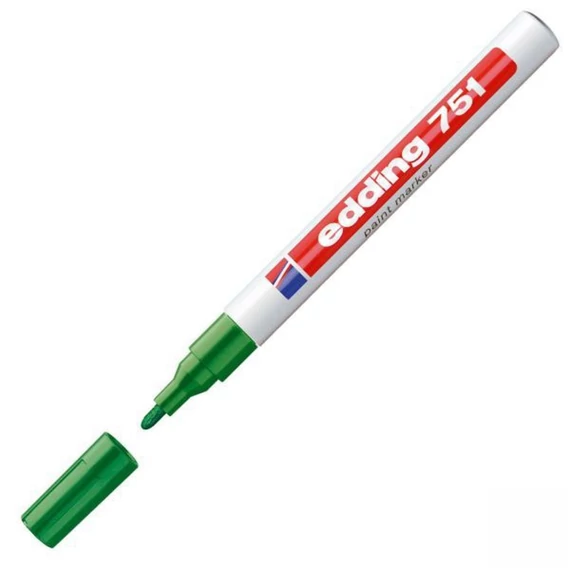 Zöld Edding 751 lakkmarker 1-2 mm kerek heggyel – ipari és kreatív jelöléshez fémre, üvegre, kerámiára, műanyagra