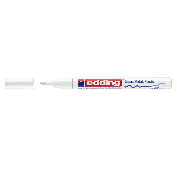 Fehér Edding 751 lakkmarker 1-2 mm kerek heggyel – ipari és kreatív jelöléshez