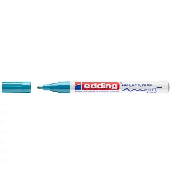 Világoskék Edding 751 lakkmarker 1-2 mm kerek heggyel – ipari és kreatív jelöléshez