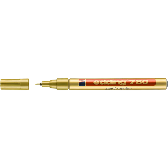 Prémium Edding 780 lakkmarker 0,8 mm vastag, fényes arany színnel, univerzális használatra