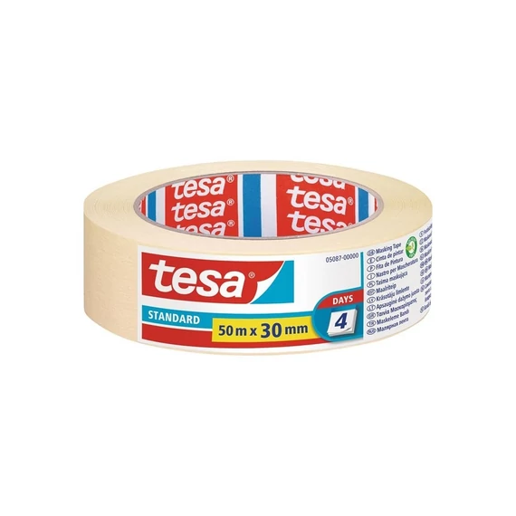 Tesa maszkolószalag 30 mm × 50 m – professzionális festéshez, élfestés, sarkok precíz kitakarásához
