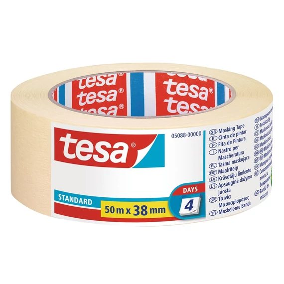 Tesa maszkolószalag 38 mm × 50 m – széles, professzionális festéshez, élfestéshez és nagy felületekhez